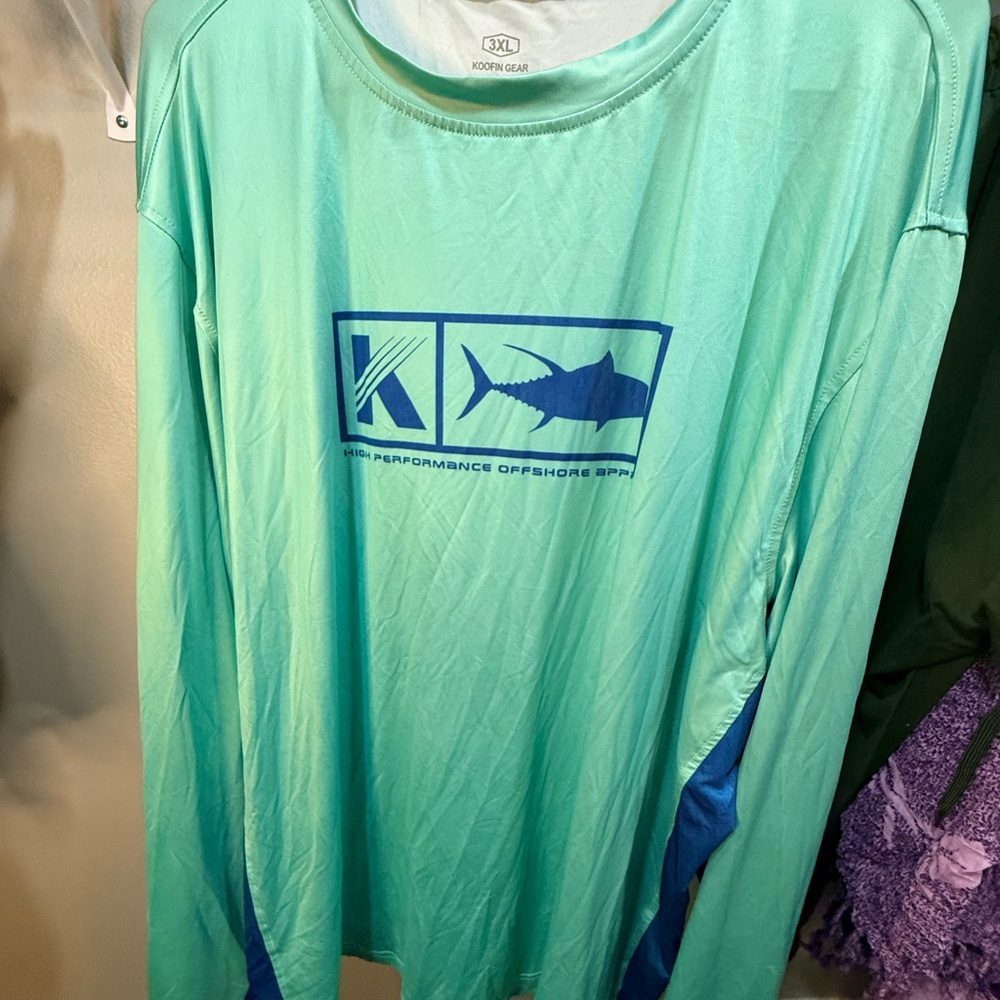 Koofin Gear Long Sleeve Fishing Shirt Aqua 3XL UV Performance Offshore